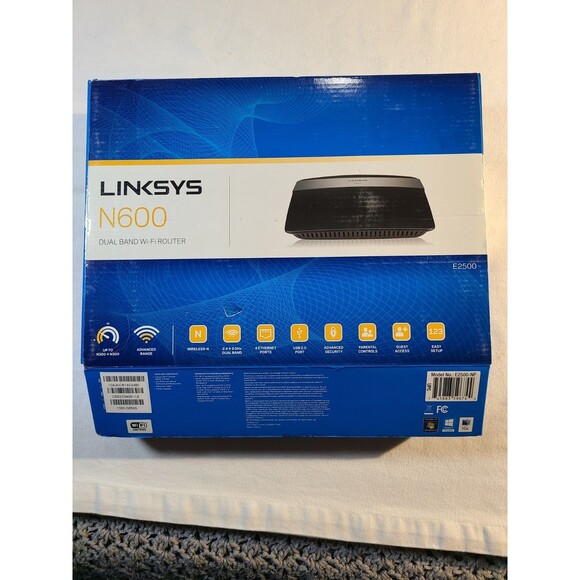 Linksys N600 E2500 Dual Band Wireless N 4-Port Wi-Fi Router E2500-NP - Picture 1 of 4